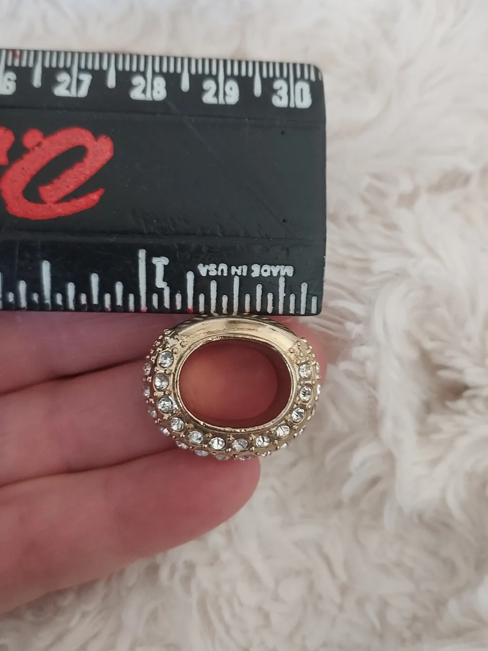 Godiva Gold Tone Crystal Rhinestone Pave Dome Sliding Scarf Holder Ring Charm